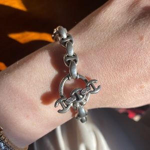 HOORSENBUHS  Silver 925 9.5mm Open Link 6 Diamond Bracelet